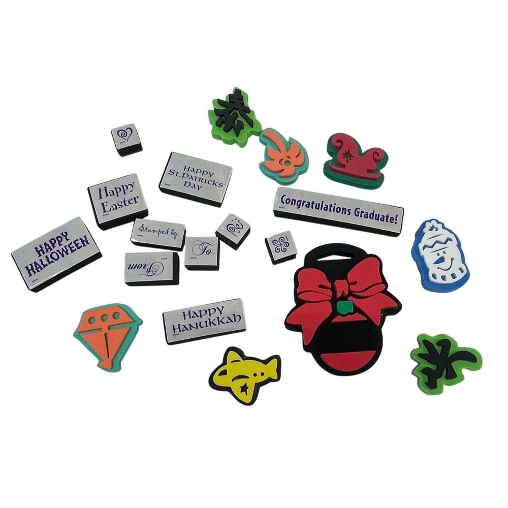 Assorted Holiday & Celebration Foam Rubber Stamps Set UNUSED‎